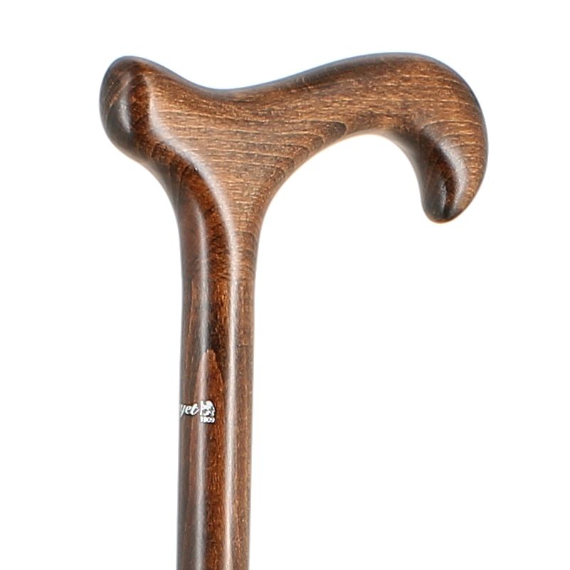 Canne avec poignée crochet en hêtre teinté marron 505