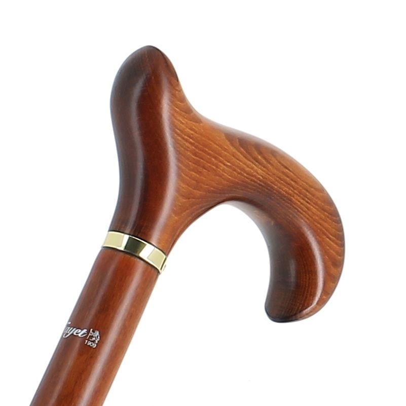 Canne avec poignée crochet grande taille en hêtre flambé 2136XXL