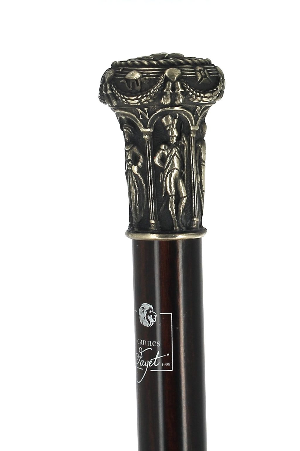 Canne poignée Milord Napoléon et soldats de l'Empire en bronze vieilli