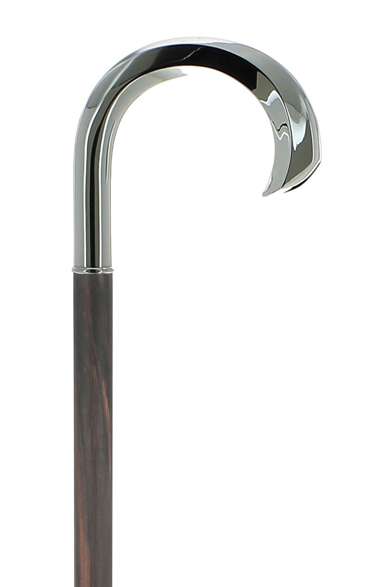 Canne courbe torsadée argentée