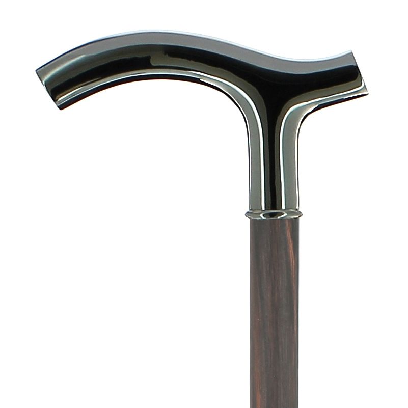 Canne poignée béquille unie argentée