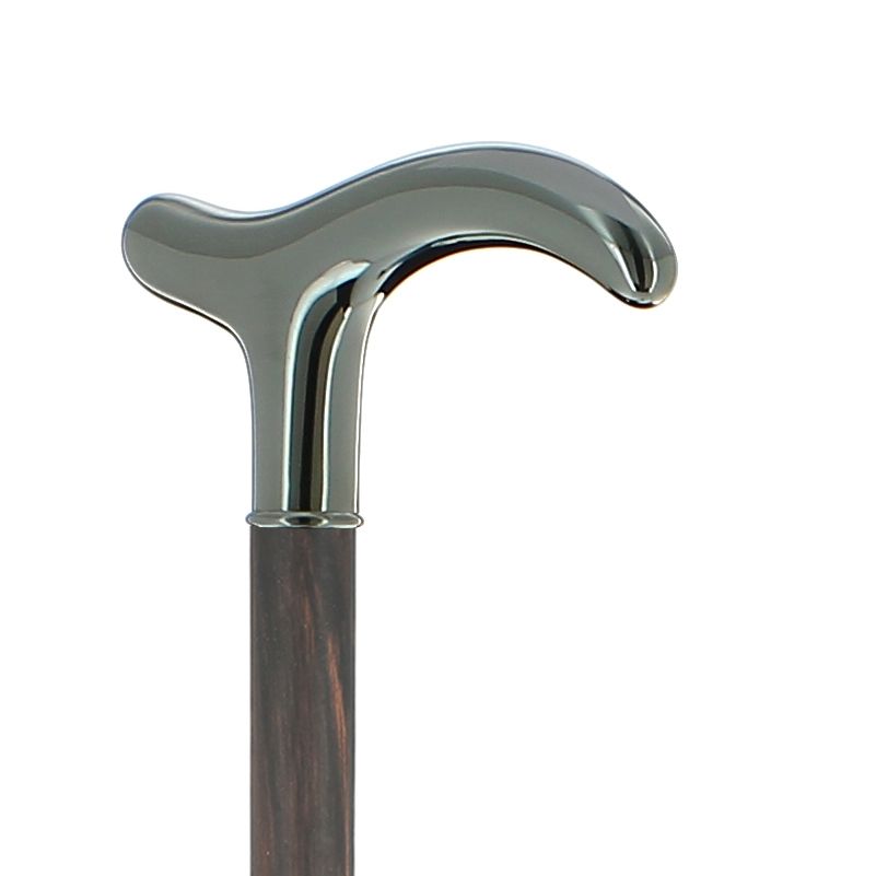 Canne poignée béquille argentée