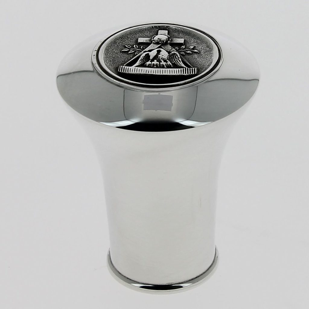 Canne poignée Milord argenté Pélican et rose-croix