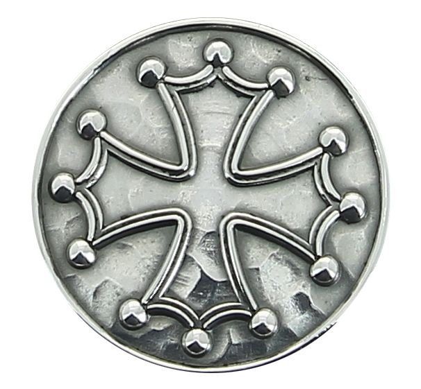 Canne épée - 114EC pommeau milord en métal argenté avec croix occitane