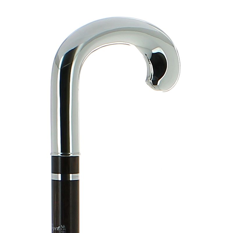 Canne épée - 977E courbe unie en métal argenté